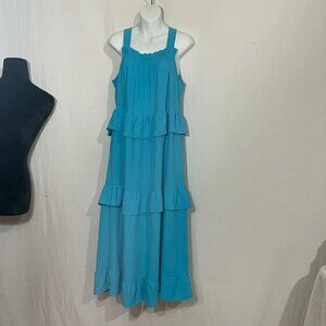 Carole Christian Sky Blue Ruffle Maxi
